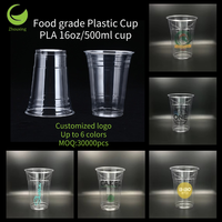 Fabricant de gobelets à emporter ZF, gobelet en PLA compostable de 16 oz, jetable, personnalisable, transparent, à usage unique, pour boissons, café glacé, gobelet en plastique
