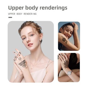 Adesivi per Tatuaggi Temporanei Personalizzati con Etichetta Privata, Design Henna Dipinto a Mano, Stencil Lavabile, Arte Corporea a Trasferimento d'Acqua - Product Image 3