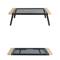 Table pliante moderne en fer et bois pour l'extérieur, portable, camping, voyage, barbecue, salon
