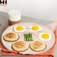 Poêle à petit-déjeuner multifonction 7-en-1 à fond plat, pour œufs, hamburgers, en aluminium, avec 7 trous, en promotion