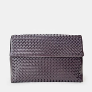 2026 New Genuine Leather Woven Magnetic Closure <b>Square</b> Shape Handbag Large Capacity Flip Envelope Bag Business Casual Clutch - Product Image 4