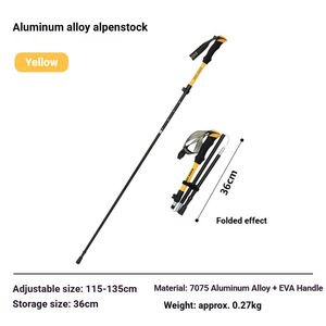 SUNNYHIKE Bâton de randonnée en alliage d'aluminium, bâton pliable à cinq sections, bâton de randonnée en plein air, ultra-léger, portable, béquille - Product Image 5