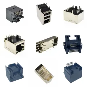 RJ45 6P6C 8P8C Waterproof 10 Pin Connector USB 50 Pack Pass Through Cat6 Cat7 Ethernet 1 Port Rj45 Angled Female Connector Plug