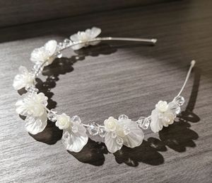 Serre-tête de mariée fait main en coquillages et fleurs, avec cristaux argentés, pour <span class=keywords><strong>mariage</strong></span>, élégant, floral, pour mariée, femme, bal de promo, accessoires de cheveux - Product Image 5