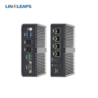 Linkleaps - Mini PC Industrial Compacto Integrado con 4 Puertos LAN Intel 2.5GbE, Pantalla Dual 4K, 6 Puertos USB, 2 Puertos COM DB9