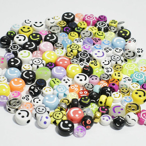 Cuentas acrílicas sueltas de gran agujero para hacer joyas, <span class=keywords><strong>abalorios</strong></span> de plástico con cara <span class=keywords><strong>sonriente</strong></span>, DIY, Color caramelo, precio de fábrica - Product Image 6