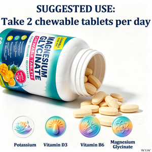 Wholesale Magnesium Glycinate Chewable Tablets <strong>Tropical</strong> Citrus Flavor Supplement for Calm Mood Relaxation Muscle Nerve Health - Product Image 2