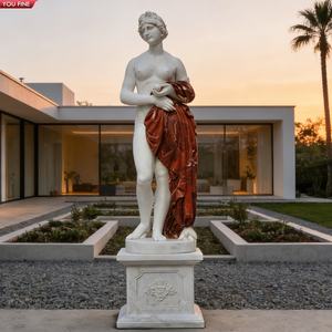 Sculpture en pierre naturelle personnalisée, taille réelle, sculptée à la main, vente directe, Sculpture en marbre de jardin européen, Statue de Venus et de pomme dorée - Product Image 5