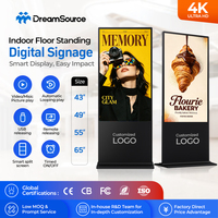 Pantalla LCD 4K UHD de 43, 49, 50, 55 y 65 Pulgadas con Pantalla Táctil, Kiosco Digital Publicitario con Soporte de Pie para Centros Comerciales