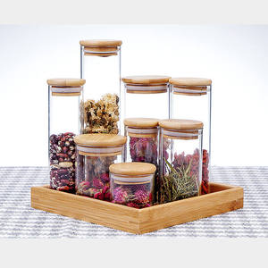 Recipientes Herméticos de Vidrio de Borosilicato de Alta Calidad para Almacenamiento de Alimentos con Tapas de Bambú - Product Image 2