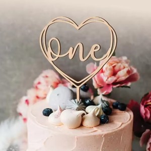 Décoration de gâteau en bois « Un an » pour fête d'anniversaire, nouveau-né, 1er anniversaire, baby shower, fête d'enfants, anniversaire de mariage - Product Image 1