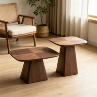 Ensemble de table basse en bois moderne, pieds en bois massif et MDF avec placage en noyer, couleurs personnalisées, meubles de salon pour café, hôtel