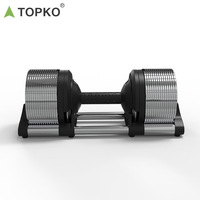 Ensemble d'haltères réglables TOPKO, design breveté, entraînement de force, ajustement rapide, augmentation de 1 kg, chrome