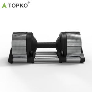 Ensemble d'haltères réglables TOPKO, design breveté, entraînement musculaire, réglage rapide, incrément de 1 kg, chrome - Product Image 4