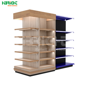 Mới bằng gỗ thép tùy chỉnh vật liệu Rack hiển thị siêu thị kệ với đèn - Product Image 5