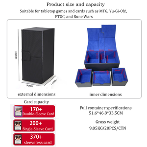     Boîte de rangement en flanelle PU 200 Plus avec plateau à dés double durable et double pochette pour cartes Commander TCG Yugioh - Product Image 2