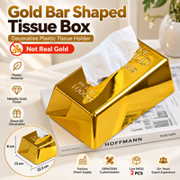 Boîte à mouchoirs élégante et stylée en forme de barre d'or, finition métallique dorée de luxe, décoration de bureau, cadeau original pour la maison