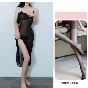 Lingerie sexy en spandex fin pour femmes à petite poitrine, nuisette uniforme transparente et séduisante, style Cheongsam, avec bretelles et jupe moulante, ODM - Product Image 6
