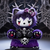 Poupées de chat Kitty esthétiques foncées OEM/ODM Fusion de jouets en peluche doux en plastique de mélange cadeaux