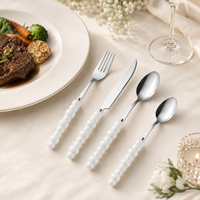 Ensemble d'ustensiles de table en acier inoxydable de qualité 410 avec manche en céramique, finition miroir, pour hôtels, restaurants, traiteurs, vente en gros