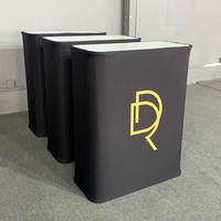 Comptoir de stand d'exposition portable en aluminium, avec éclairage LED, design ovale, rectangulaire et pliable, pour table de stand.