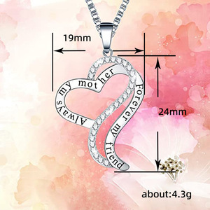 Collana con Ciondolo a Cuore Personalizzato per Donne, Doppio Cuore, Regalo di Compleanno per Mamma, Gioielli - Product Image 4