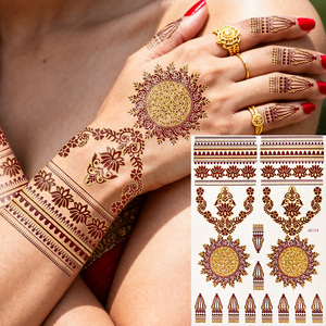 Adesivi per Tatuaggi all'Henné Indiano Marrone Dorato all'Ingrosso, Decalcomanie per Mani, Piedi e Corpo, Arte Corporea Impermeabile, Tatuaggi Temporanei - Product Image 2