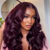Rohhaar Perücken Loose Wave Black Cherry 13x4 Pre-Everything Lace Frontal und 7x5 Bye Bye Knots Lace On und Go Glueless Perücken