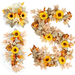 FUYI Artificial Maple Vine With Sunflowers And <b>Leaves</b> For Indoor Outdoor Autumn Thanksgiving <b>Decorations</b> - Product Image 1
