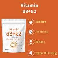 Capsules molles 2-en-1 Vitamine D3 + K2 - 5000 UI D3 & 100 mcg K2, sans OGM, sans gluten ni soja, 60 gélules pour adultes