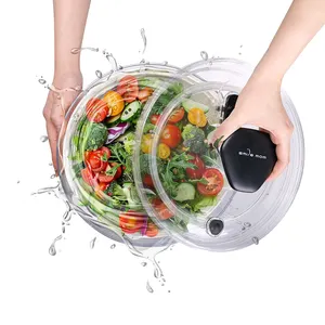 Peralatan dapur alat pengaduk Salad plastik Manual Spinner Salad buah dan sayuran