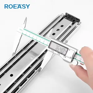 ROEASY Telescopic Heavy Duty Locking Cabinet Rails Slide Drawer Slides 3 Sections Full Extension 500LB Drawer Runner Guides