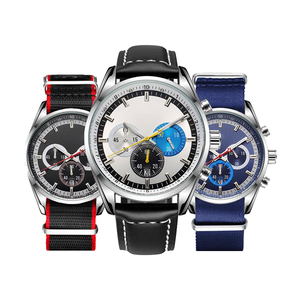 Reloj de Lujo para Hombre, Correa de Cuero Genuino y Nailon, Resistente al Agua, Multifuncional, Cuarzo, Cronógrafo, Manecillas de Aleación, 44mm - Product Image 3