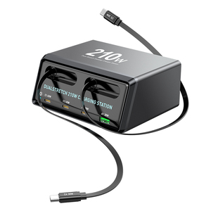 Station <span class=keywords><strong>de</strong></span> charge <span class=keywords><strong>de</strong></span> bureau multi-ports 210W avec câble Type-C rétractable, chargeur rapide 6 en 1 PD3.0 PPS pour ordinateur portable et <span class=keywords><strong>téléphone</strong></span> portable - Product Image 1
