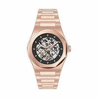 Montres dorées automatiques mécaniques squelette givré de qualité supérieure pour hommes