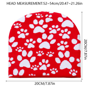 Mũ len dệt kim họa tiết dấu chân mèo đen trắng hồng đỏ xanh thời trang thu đông 2025 - Product Image 5