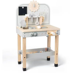 Ensemble de table à outils en bois pour enfants, jouet d'assemblage, établi de simulation avec vis, écrous, jeu de simulation de réparation, jouets éducatifs - Product Image 1