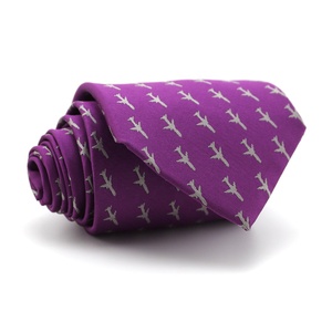 Corbata de Moda para Hombre, Diseño de Avión, 100% Poliéster, Tejido Personalizado, Color Morado, Corbata de Aviador al por Mayor - Product Image 3