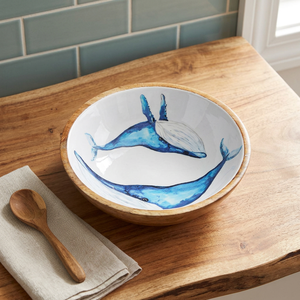 Tazón de Madera Hecho a Mano con Diseño de Ballena Azul, Grano de Madera Natural, para Hogar, Hotel, Restaurante, Diseño Personalizado - Product Image 1