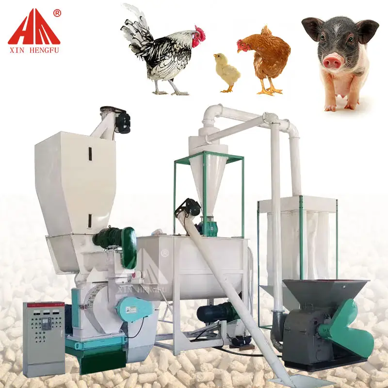 1-2 Tons Per Hour complete poultry animal feed pellet machine/Cattle  chicken  pig feed production line price