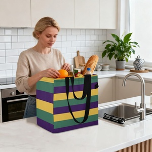 Bolso de Mano Acolchado de Poliéster Reutilizable de Gran Capacidad con Estampado Hawaiano a Rayas para Mujer, con Logotipo Personalizado - Product Image 6