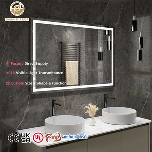 Custom Manufacturers Frontlit Wall Mounted Large Anti Fog <strong>Rectangular</strong> Smart Hotel <strong>Frameless</strong> Led With Light Bathroom <strong>Mirror</strong> - Product Image 1