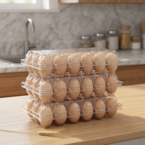 Cartons à œufs recyclables en plastique PP transparent, lot de 10. Porte-œufs écologiques et durables pour la présentation en magasin, le rangement à la maison et en cuisine - Product Image 3