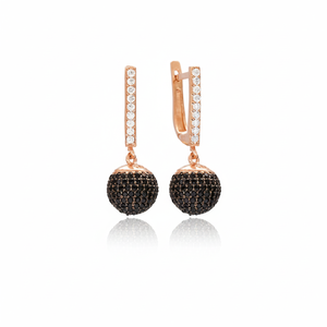 <b>Black</b> Zircon Round Elegant Design Dangle Earrings Fine <b>Jewellery</b> Wholesale 925 Silver Sterling Jewelry - Product Image 2