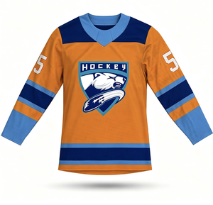 Op maat gemaakte ademende bedrukte ijshockeyuniform 100% polyester unisex volwassenen met borduurwerk en aangepaste teamnaam voor teamwedstrijden - Product Image 4