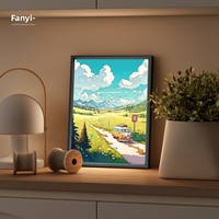 Peinture décorative intelligente à commande vocale avec cadre en aluminium et impression de dessins animés – Pour chambre, bureau, salon, ambiance cosy