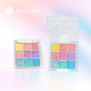 9 cores EYESHADOW WET PRESSADO FAÇA SEU PACOTE TRANSPARENTE DE MARCA Sombra colorida CHAMELEON pressionada