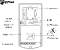 Detector de Movimiento Dual con Cable para Exteriores, PIR+Microondas, ABS, Alcance de Detección de 12 Metros, Inmunidad a Mascotas, Fuerte Anti-interferencia, Alarma de Seguridad