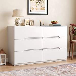 <span class=keywords><strong>Commode</strong></span> moderne en bois à 6 tiroirs avec poignées rainurées, design élégant pour chambre et salon, <span class=keywords><strong>meuble</strong></span> de rangement gain de place - Product Image 2