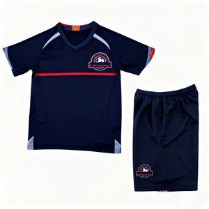 Seragam Sepak Bola Thailand, Kaos Sablon Heat-Transfer 100% Polyester Cepat Kering Kerah Bulat Nama & Logo Tim Custom Unisex - Product Image 1